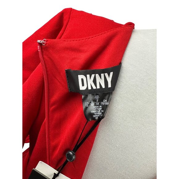 DKNY Women's Flutter Sleeve V-Neck Wrap (Scarlet) Dress Size 12 V-Day Gift!! - Picture 7 of 10